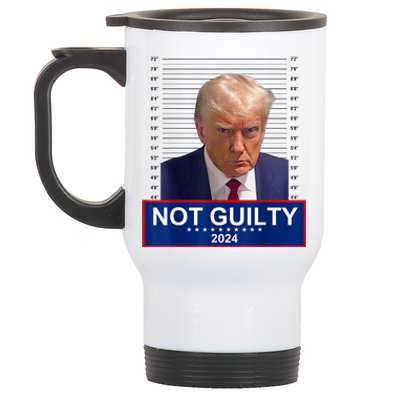 President Donald Trump Mugshot 2024 Not Guilty Supporter T Not Guilty Supporter Stainless Steel Travel Mug