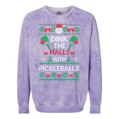 Pickleball Dink The Halls Ugly Christmas Pickleball Gift Colorblast Crewneck Sweatshirt