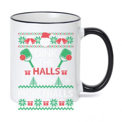 Pickleball Dink The Halls Ugly Christmas Pickleball Gift 11oz Black Color Changing Mug