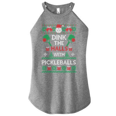 Pickleball Dink The Halls Ugly Christmas Pickleball Gift Women’s Perfect Tri Rocker Tank