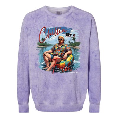 President Donald Trump Chillin Like A Felon Summer 2024 Colorblast Crewneck Sweatshirt