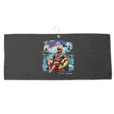 President Donald Trump Chillin Like A Felon Summer 2024 Large Microfiber Waffle Golf Towel