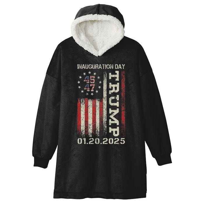 President Donald Trump Inauguration Day 2025 Usa Flag Hooded Wearable Blanket