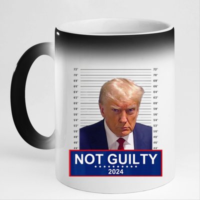 President Donald Trump Mugshot 2024 Not Guilty Supporter 11oz Black Color Changing Mug