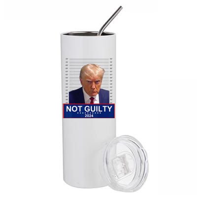 President Donald Trump Mugshot 2024 Not Guilty Supporter Stainless Steel Tumbler