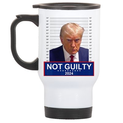 President Donald Trump Mugshot 2024 Not Guilty Supporter Stainless Steel Travel Mug