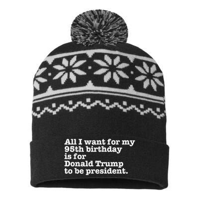 Pro Donald Trump President Funny 95th Birthday Gag Gift Joke USA-Made Snowflake Beanie