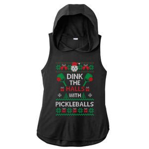 Pickleball Dink The Halls Ugly Christmas Pickleball Gift Ladies PosiCharge Tri-Blend Wicking Draft Hoodie Tank