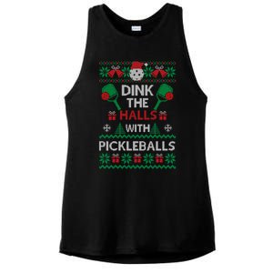 Pickleball Dink The Halls Ugly Christmas Pickleball Gift Ladies PosiCharge Tri-Blend Wicking Tank