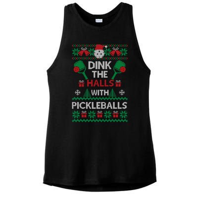 Pickleball Dink The Halls Ugly Christmas Pickleball Gift Ladies PosiCharge Tri-Blend Wicking Tank