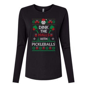 Pickleball Dink The Halls Ugly Christmas Pickleball Gift Womens Cotton Relaxed Long Sleeve T-Shirt