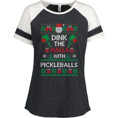 Pickleball Dink The Halls Ugly Christmas Pickleball Gift Enza Ladies Jersey Colorblock Tee