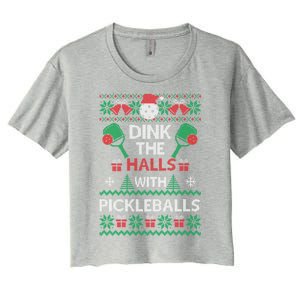 Pickleball Dink The Halls Ugly Christmas Pickleball Gift Women's Crop Top Tee