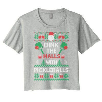 Pickleball Dink The Halls Ugly Christmas Pickleball Gift Women's Crop Top Tee