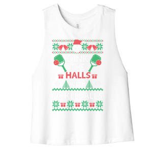 Pickleball Dink The Halls Ugly Christmas Pickleball Gift Women's Racerback Cropped Tank