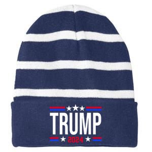 Pro Donald Trump 2024 Usa Election Striped Beanie with Solid Band