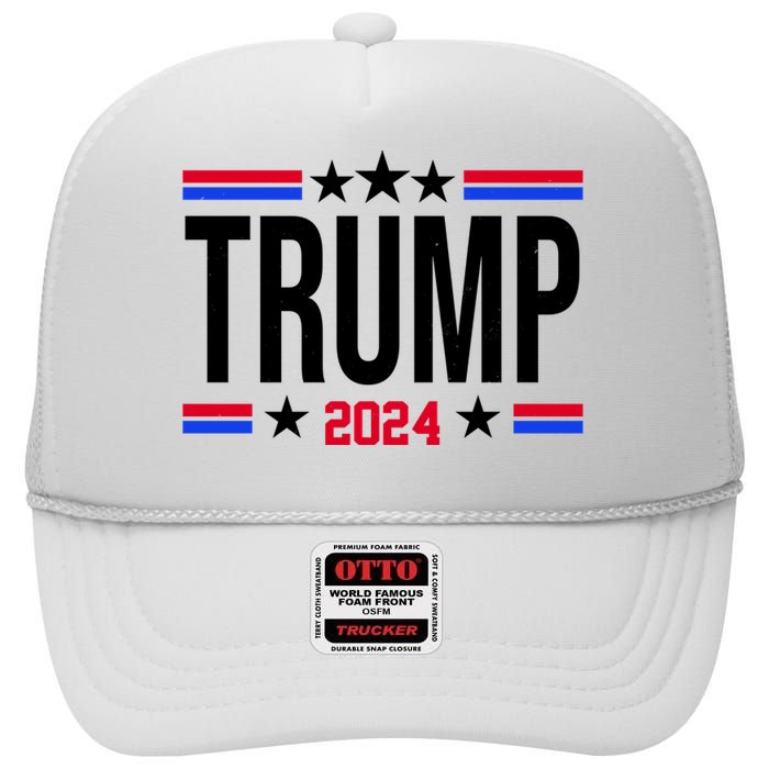 Pro Donald Trump 2024 Usa Election High Crown Mesh Back Trucker Hat