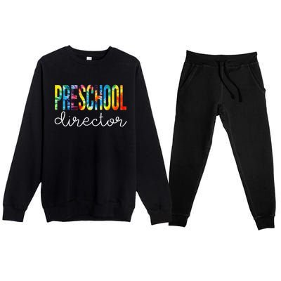 Preschool Director Tie Dye Appreciation Day Back To School Premium Crewneck Sweatsuit Set