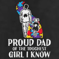 Proud Dad Toughest Autism Awareness Daddy Papa 7 Panel Mesh Trucker Snapback Hat