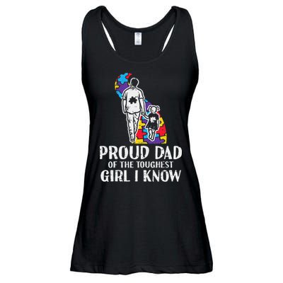 Proud Dad Toughest Autism Awareness Daddy Papa Ladies Essential Flowy Tank