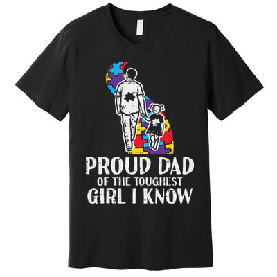 Proud Dad Toughest Autism Awareness Daddy Papa Premium T-Shirt