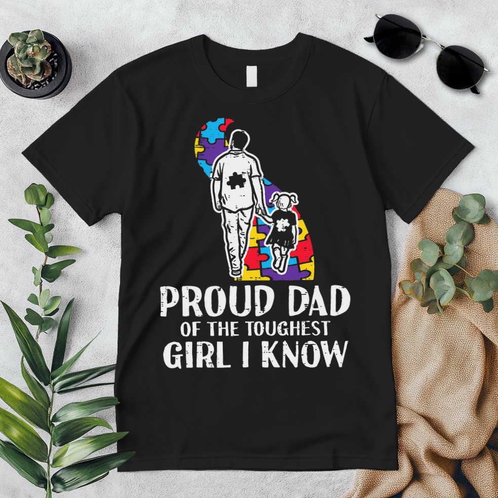 Proud Dad Toughest Autism Awareness Daddy Papa Premium T-Shirt