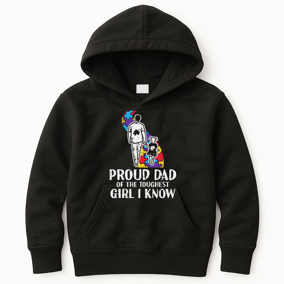 Proud Dad Toughest Autism Awareness Daddy Papa Kids Hoodie
