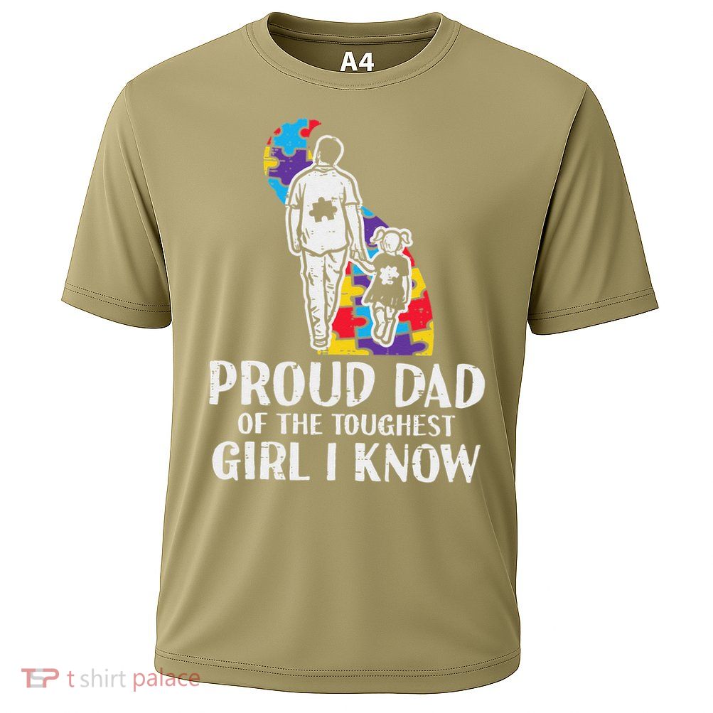 Proud Dad Toughest Autism Awareness Daddy Papa Performance Shirt