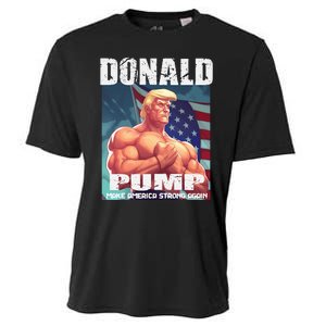 Patriotic Donald Trump Mug Shot Funny July 4th Donald Pump Cooling Performance Crew T-Shirt