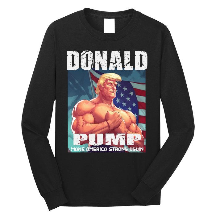 Patriotic Donald Trump Mug Shot Funny July 4th Donald Pump Long Sleeve Shirt