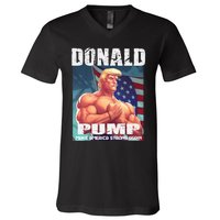 Patriotic Donald Trump Mug Shot Funny July 4th Donald Pump V-Neck T-Shirt