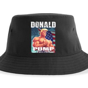 Patriotic Donald Trump Mug Shot Funny July 4th Donald Pump Sustainable Bucket Hat