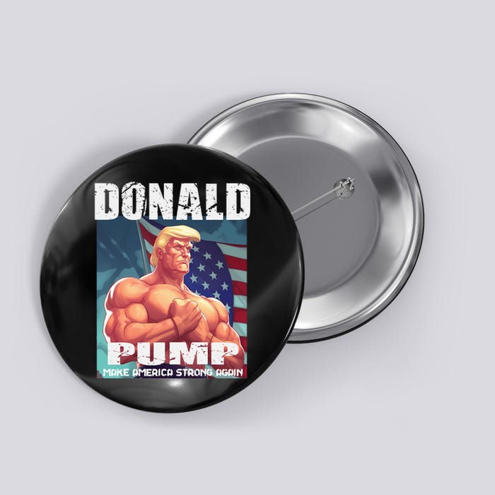 Patriotic Donald Trump Mug Shot Funny July 4th Donald Pump Button