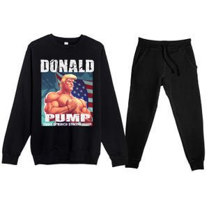 Patriotic Donald Trump Mug Shot Funny July 4th Donald Pump Premium Crewneck Sweatsuit Set