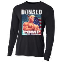 Patriotic Donald Trump Mug Shot Funny July 4th Donald Pump Cooling Performance Long Sleeve Crew