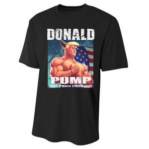 Patriotic Donald Trump Mug Shot Funny July 4th Donald Pump Performance Sprint T-Shirt