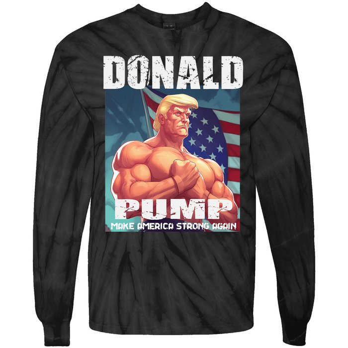 Patriotic Donald Trump Mug Shot Funny July 4th Donald Pump Tie-Dye Long Sleeve Shirt