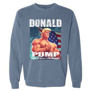 Patriotic Donald Trump Mug Shot Funny July 4th Donald Pump Garment-Dyed Sweatshirt