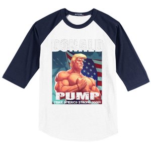 Patriotic Donald Trump Mug Shot Funny July 4th Donald Pump Baseball Sleeve Shirt