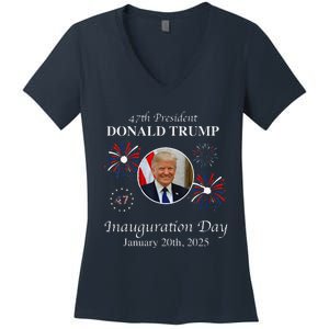 President Donald Trump Inauguration Day 2025 47th Usa Flag Women's V-Neck T-Shirt