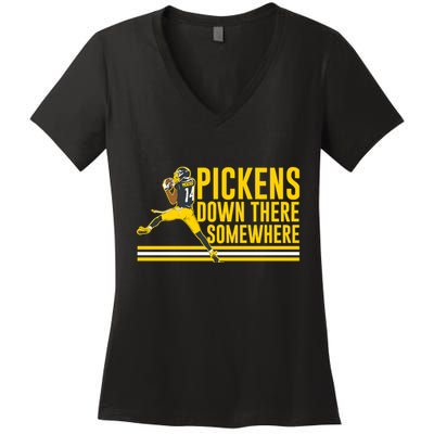 Pickens Down There Somewhere George Pickens Football Lover Women's V-Neck T-Shirt