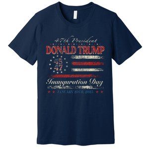 President Donald Trump 45 47 Inauguration Day 2025 Usa Flag Premium T-Shirt