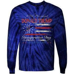 President Donald Trump 45 47 Inauguration Day 2025 Usa Flag Tie-Dye Long Sleeve Shirt