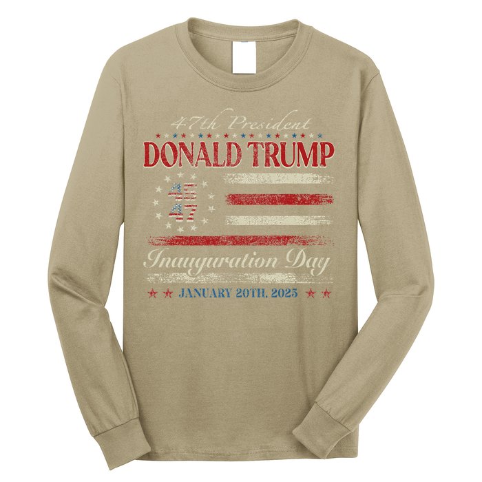 President Donald Trump 45 47 Inauguration Day 2025 Usa Flag Long Sleeve Shirt