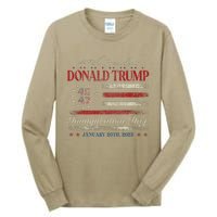 President Donald Trump 45 47 Inauguration Day 2025 Usa Flag Tall Long Sleeve T-Shirt