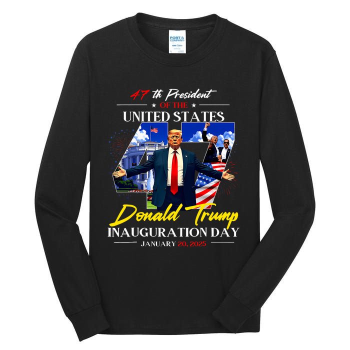 President Donald Trump Inauguration Day 2025 47th Usa Flag Tall Long Sleeve T-Shirt