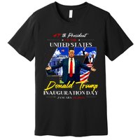 President Donald Trump Inauguration Day 2025 47th Usa Flag Premium T-Shirt