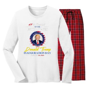 President Donald Trump Inauguration Day 2025 47th President Women's Long Sleeve Flannel Pajama Set 