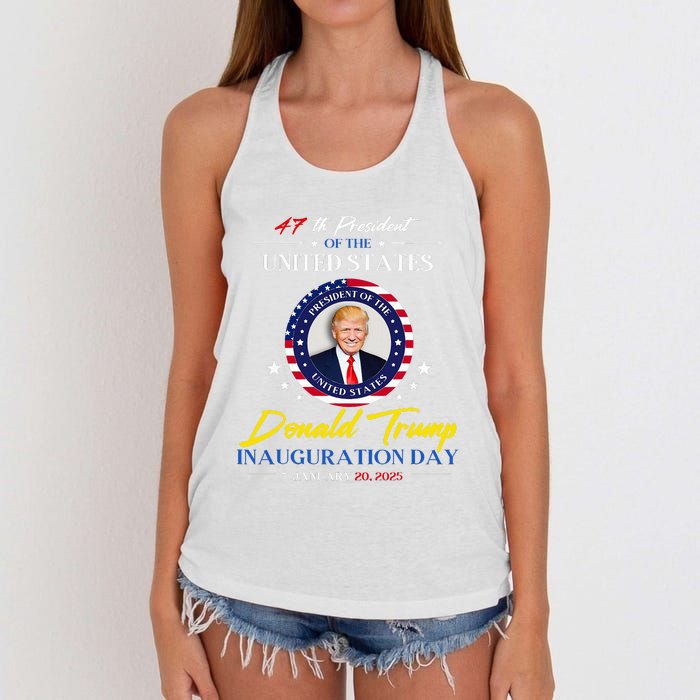 President Donald Trump Inauguration Day 2025 47th President Women's Knotted Racerback Tank