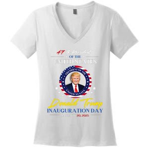 President Donald Trump Inauguration Day 2025 47th President Women's V-Neck T-Shirt